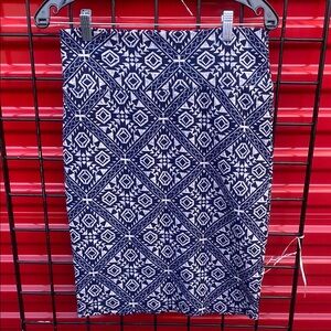 Geometric Patterned Skirt in Blue and White